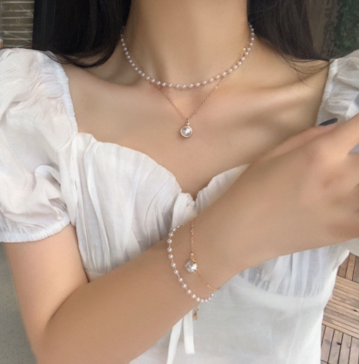 Buy China Wholesale Handmade Jewelry Colorful Beads Necklace Women Pearl  Multi-layer ​clavicle Chain Choker Necklaces & Chain Choker Necklaces $0.69