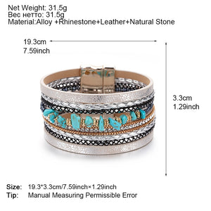 Natural Stone Leather Bracelets For Women
