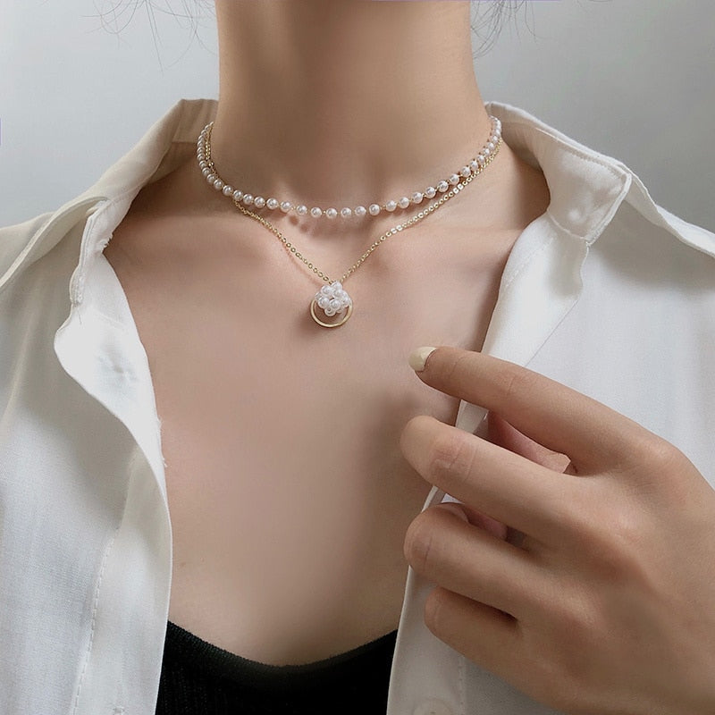 Women Pearl Necklace & Bracelet