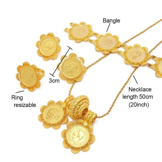 Ethiopian gold jewelry sets 24k Big Coin Pendant Necklace Earring Ring – YK  Jewelers