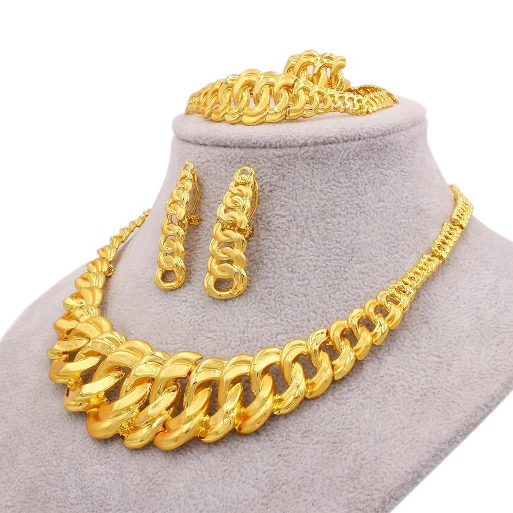 24K Gold Color Jewelry Sets for Bridal Luxury Necklace – YK Jewelers